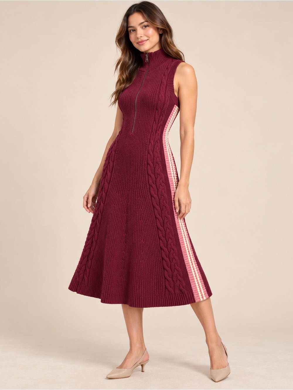 NWT Anthropologie Daily Practice Side Lines Half-Zip Knit Dress S